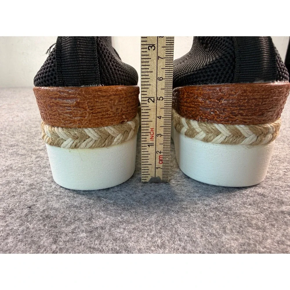Unbranded Espadrille Platform Slip On Women Size 38 Black Knit Pointed Toe C901